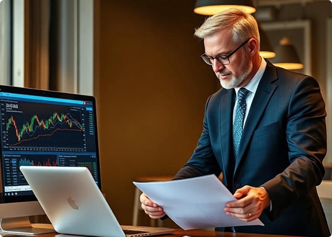 Global trade professional reviewing export import documents